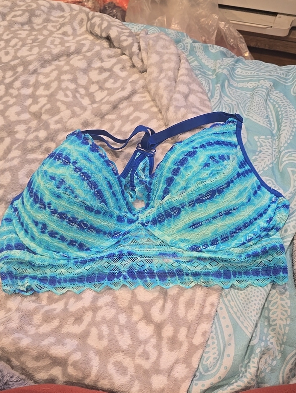 Blue Lace Bralette Top - Women's Comfort Lace Bra Pink Victorias Secret